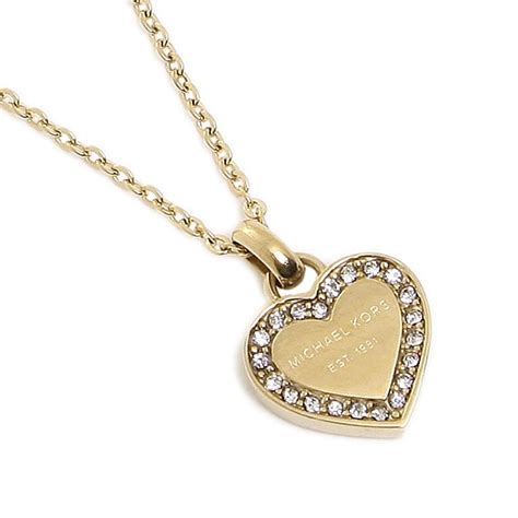 michael kors necklace gold|Michael Kors gold heart necklace.